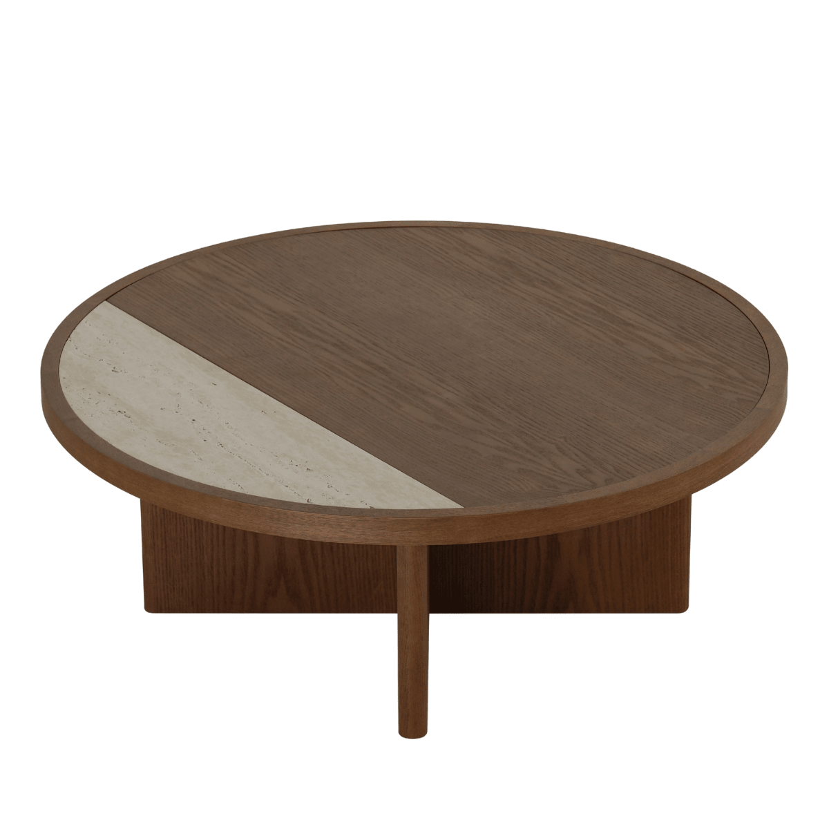 Salontafel Maeva Ø80 cm rustiek eiken Walnootlook Eikenfineer