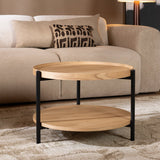 Coffee table Rio Ø58 cm white oak MDF + oak veneer