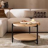 Coffee table Rio Ø58 cm white oak MDF + oak veneer