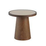 Coffee tables Mae set of 2 Ø50 and Ø62 cm travertine/rustic oak Oak veneer