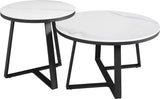 Coffee Tables - Coffee Table Set of 2 Tanner Round Marble Look White - Dimehouse