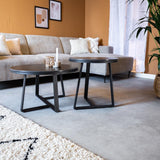 Coffee tables - Coffee table Set of 2 Tanner Round Marble Look Black Round - Dimehouse