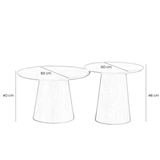 Coffee tables Ash set of 2 Ø50 and Ø62 cm rustic oak Walnut oak veneer
