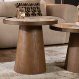 Coffee tables Mae set of 2 Ø50 and Ø62 cm travertine/rustic oak Oak veneer