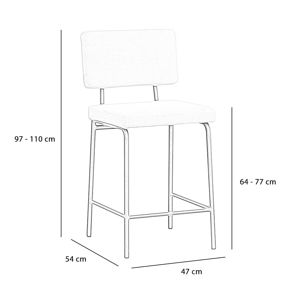 Scandinavian bar stool Aspen beige recycled fabric 64-77 cm - image 11