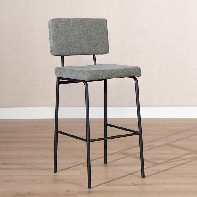 Scandinavian bar stool Aspen green recycled fabric 64-77 cm Recycled polyester 47 cm wide
