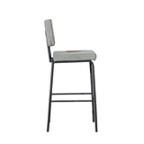 Scandinavian bar stool Aspen green recycled fabric 64-77 cm Recycled polyester 47 cm wide