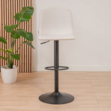 Scandinavian bar stool Eva swivel recycled fabric off white 60-76 cm - image 3