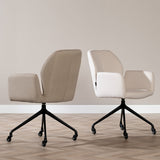 Scandinavian dining room chair on wheels Runa recycled fabric off white - image 12