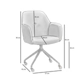 Scandinavian dining room chair on wheels Runa recycled fabric off white - image 16