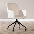 Scandinavian dining room chair on wheels Runa recycled fabric off white - image 1