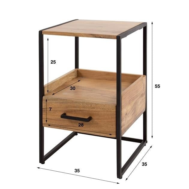 Bedside table Paul DH Interior Acacia LxWxH 60x39x28 Acacia wood White photo size indication
