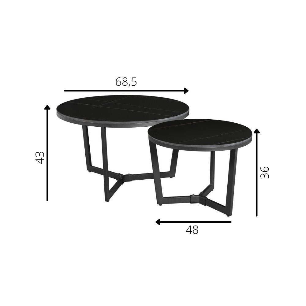 Coffee table Brady Black Dimehouse Black LxWxH 80x80x11 Sintered stone White photo size indication