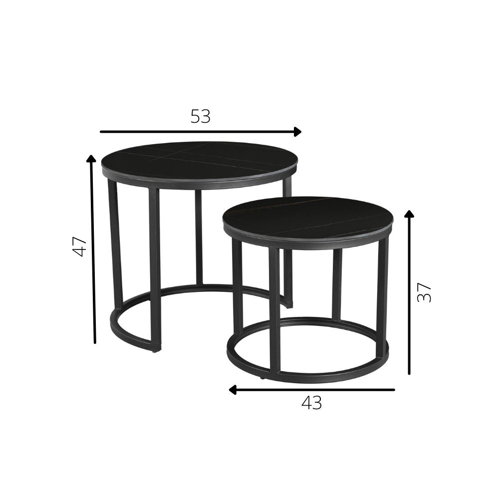 Coffee table Paige Black Dimehouse Black LxWxH 57x56x53 Sintered stone White photo size indication