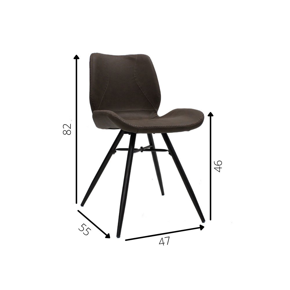 Dining room chair Beau artificial leather Dimehouse Taupe LxWxH 72x68x50 Faux leather White photo size indication