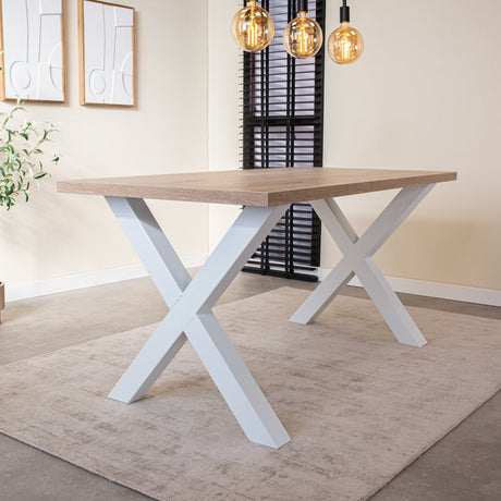 Lenzo Robson Oak table top Dimehouse Brown LxWxH 152x83x7 Melamine Atmospheric photo diagonal front view