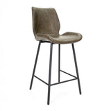 Bar stool Beau artificial leather Dimehouse Green LxWxH 84x54x52 Faux leather White photo diagonal front view