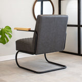 Armchair Lars Dimehouse Anthracite LxWxH 68x64x39 Faux leather Atmospheric photo diagonal rear view