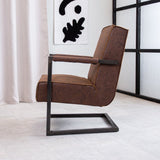 Armchair Tiger Dimehouse Brown LxWxH 69x58x41 Eco-leather Atmospheric photo side view