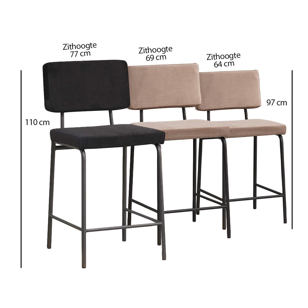 Velvet bar stool Aspen black 64-77 cm - image 10