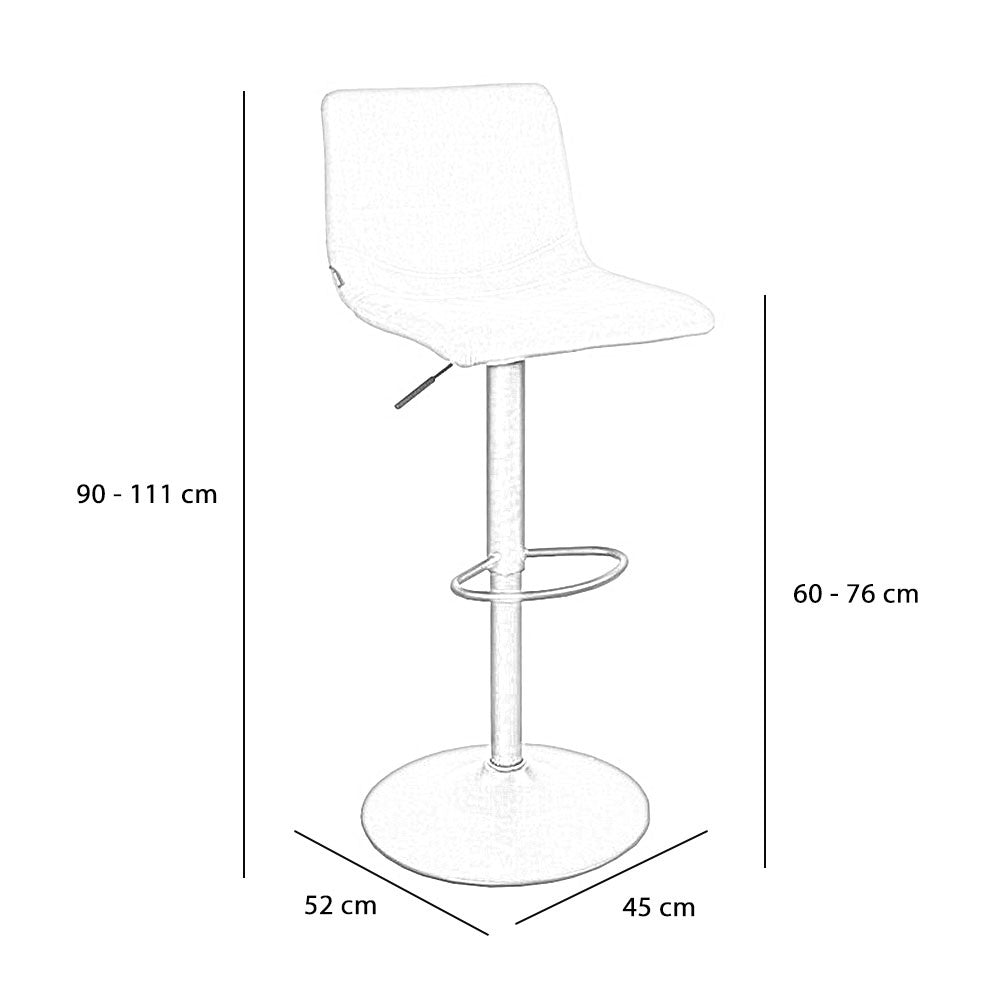 Velvet bar stool Frenkie copper 60-76 cm, 45 cm wide