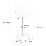 Velvet bar stool Frenkie black 60-76 cm, 45 cm wide