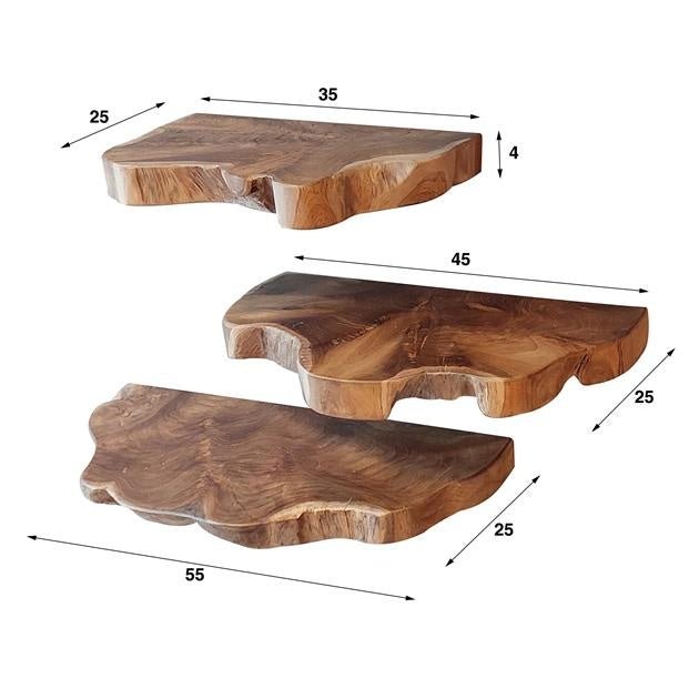Wall shelf Loena DH Interior Teak LxWxH 58x28x17 Teak White photo size indication