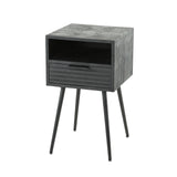 Bedside table Hazel DH Interior Mango LxWxH 41x41x31 Mango wood White photo diagonal front view